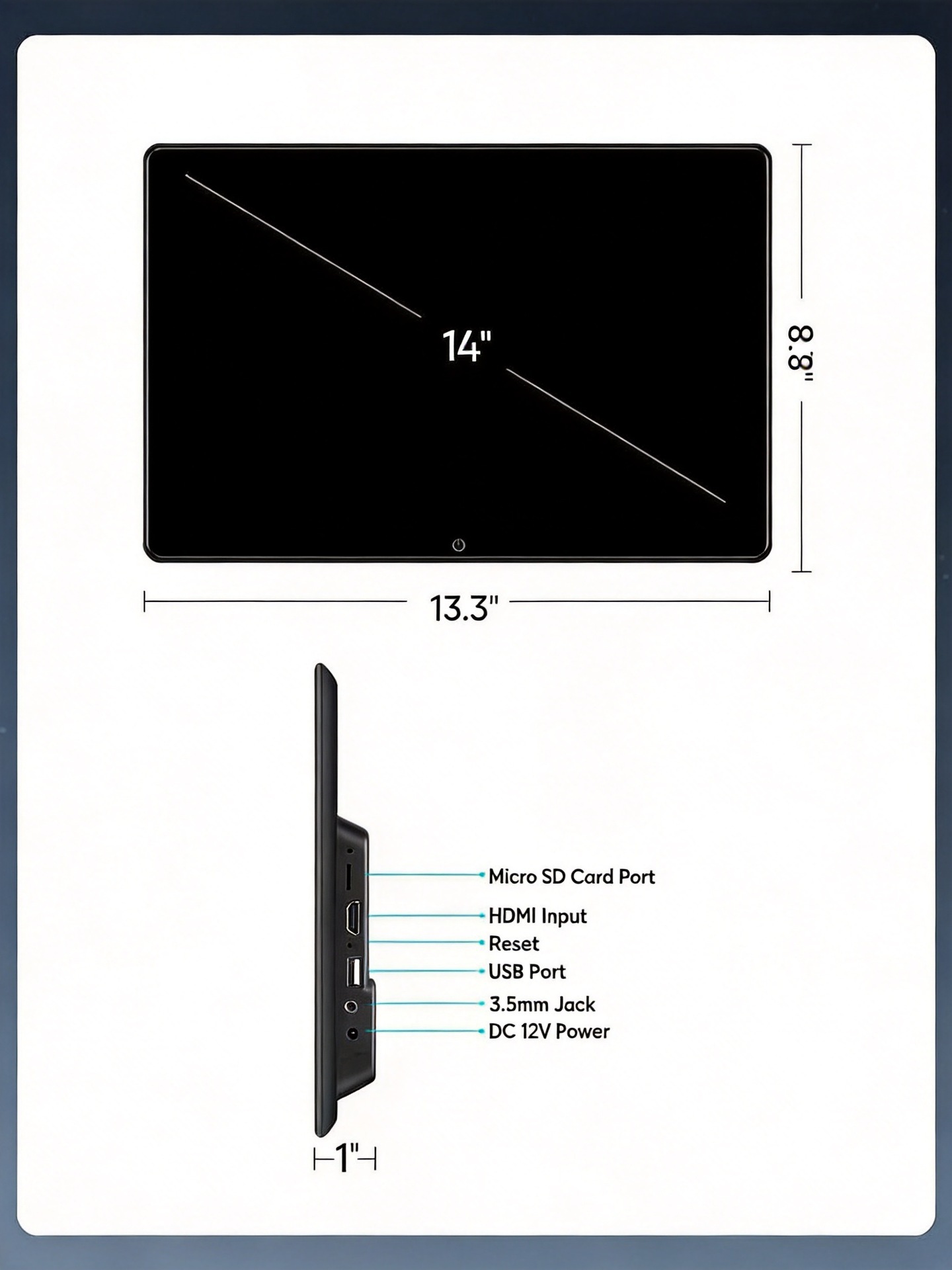 Cross-border new model 14inch Android headrest monitor WiFi multi-function mobile phone screen projection external rear-seat entertainment screen