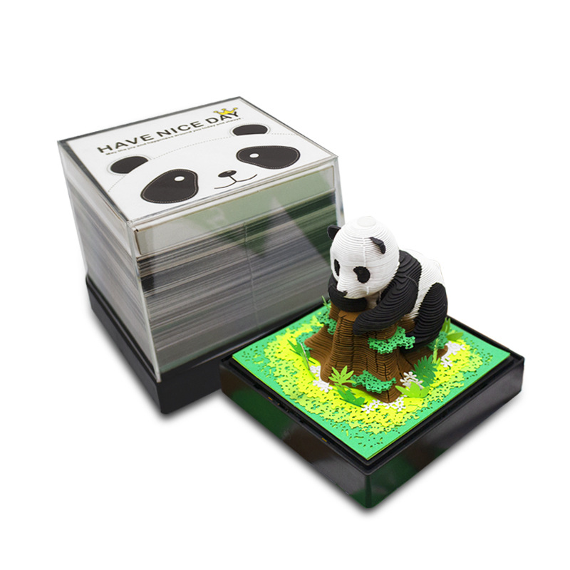 2024 Venta caliente transfronteriza 3D papel tridimensional tallado Bloc de notas triturado tesoro nacional panda gigante titular de la pluma Regalo de Cumpleaños creativo