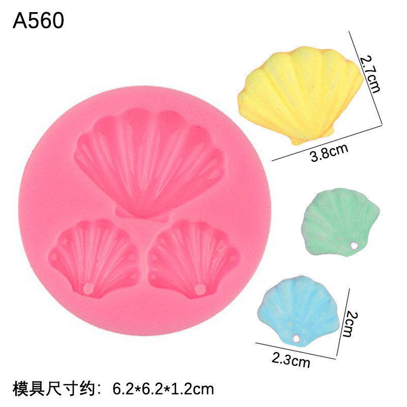 Tema marino serie molde de silicona concha de arcilla epoxi molde de yeso hornear decoración de la torta