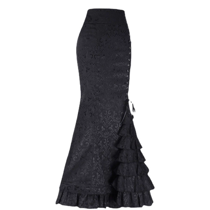 Европейские и американские экспортные юбки, женская одежда, черная юбка в готическом стиле, длинная юбка в темном стиле, облегающая юбка-«рыбий хвост» для женщин в стиле субкультуры