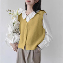 纯色休闲百搭纯色针织马甲女2023年新款早秋洋气设计感外搭马甲潮