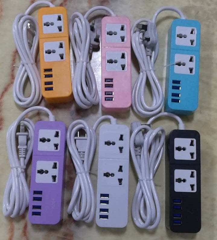 S204 4 puerto de carga USB verde púrpura color negro MEILEPAI conector de viaje portátil