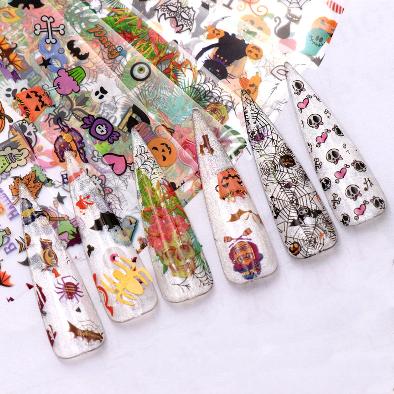 2021 nail art Halloween Starry Sky stickers Starry Sky transfer stickers transfer printing Starry Sky nail 4 * 20CM 10 models/bag