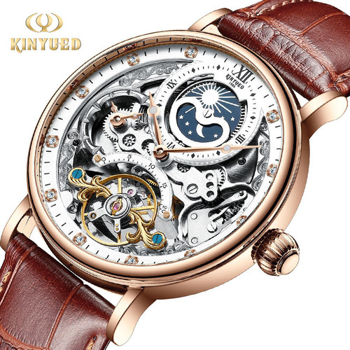 KINYUED multifunctional mechanical watch tourbillon men's watch fully automatic mechanical watch luminous hollow men's watch