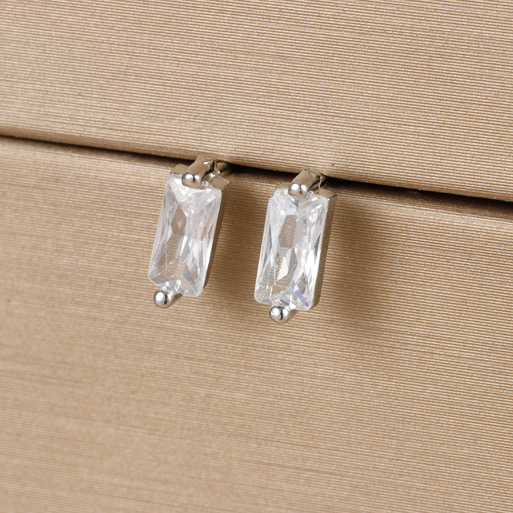 1 Paire Style Simple Rectangle Placage Incruster Le Cuivre Zircon Boucles D'oreilles display picture 7