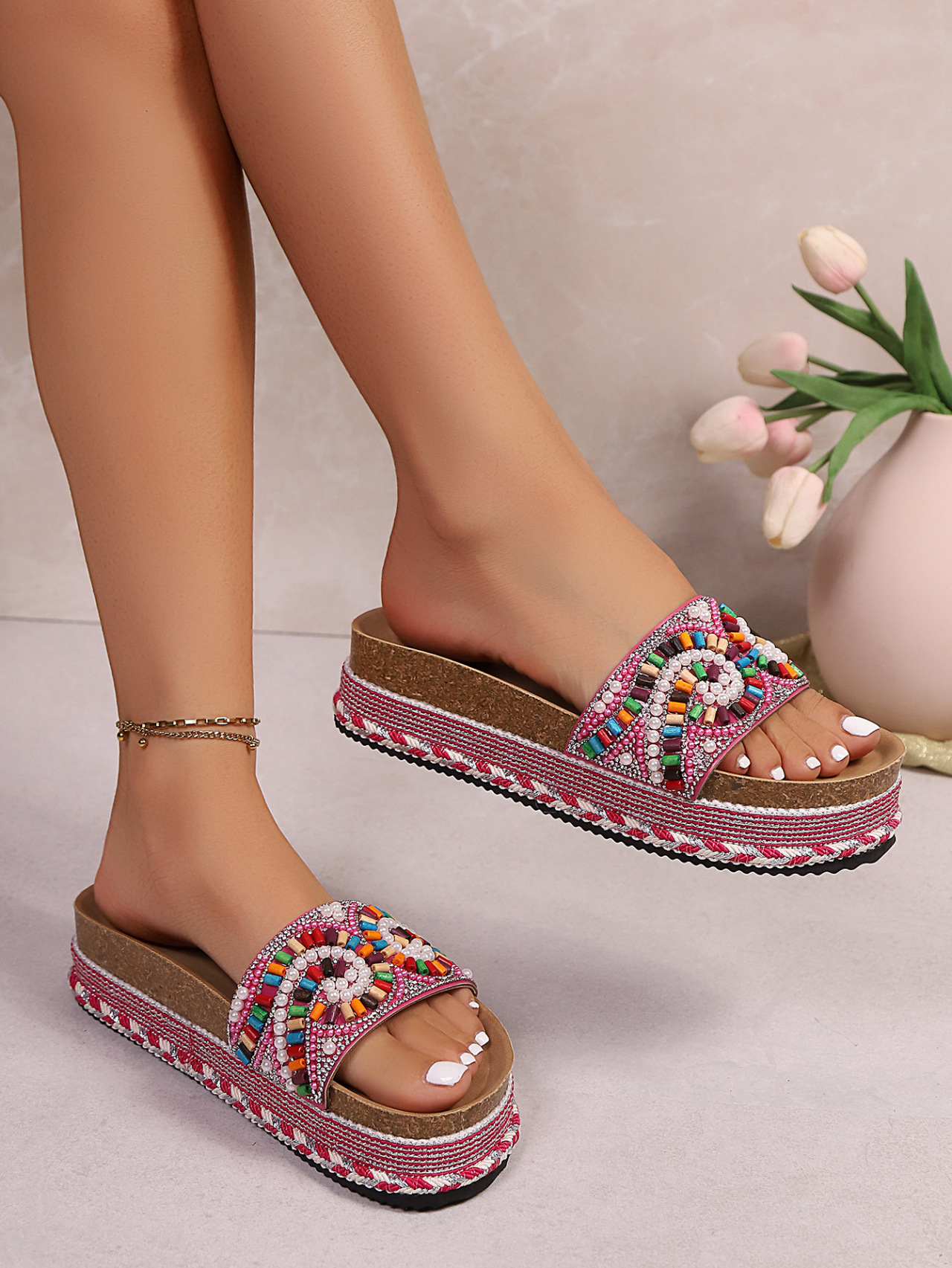 Damen Sandalen Mit Keilabsatz Und Korksohle Für Den Strand_voghion.com