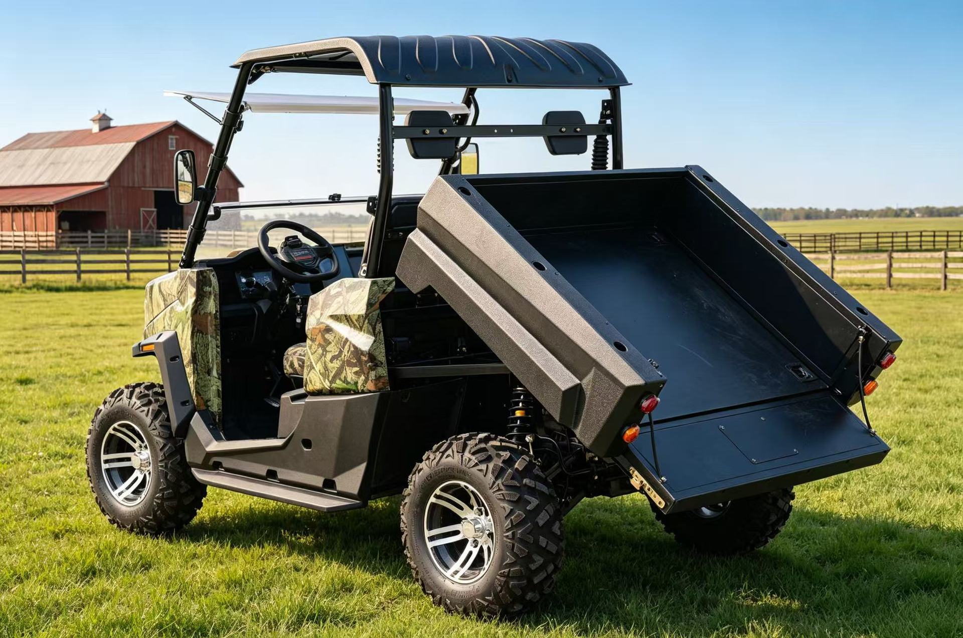 Electric four-wheel drive UTV all-terrain vehicle for farm, orchard, mountainous complex terrain, commuting, cargo transport, and sightseeing