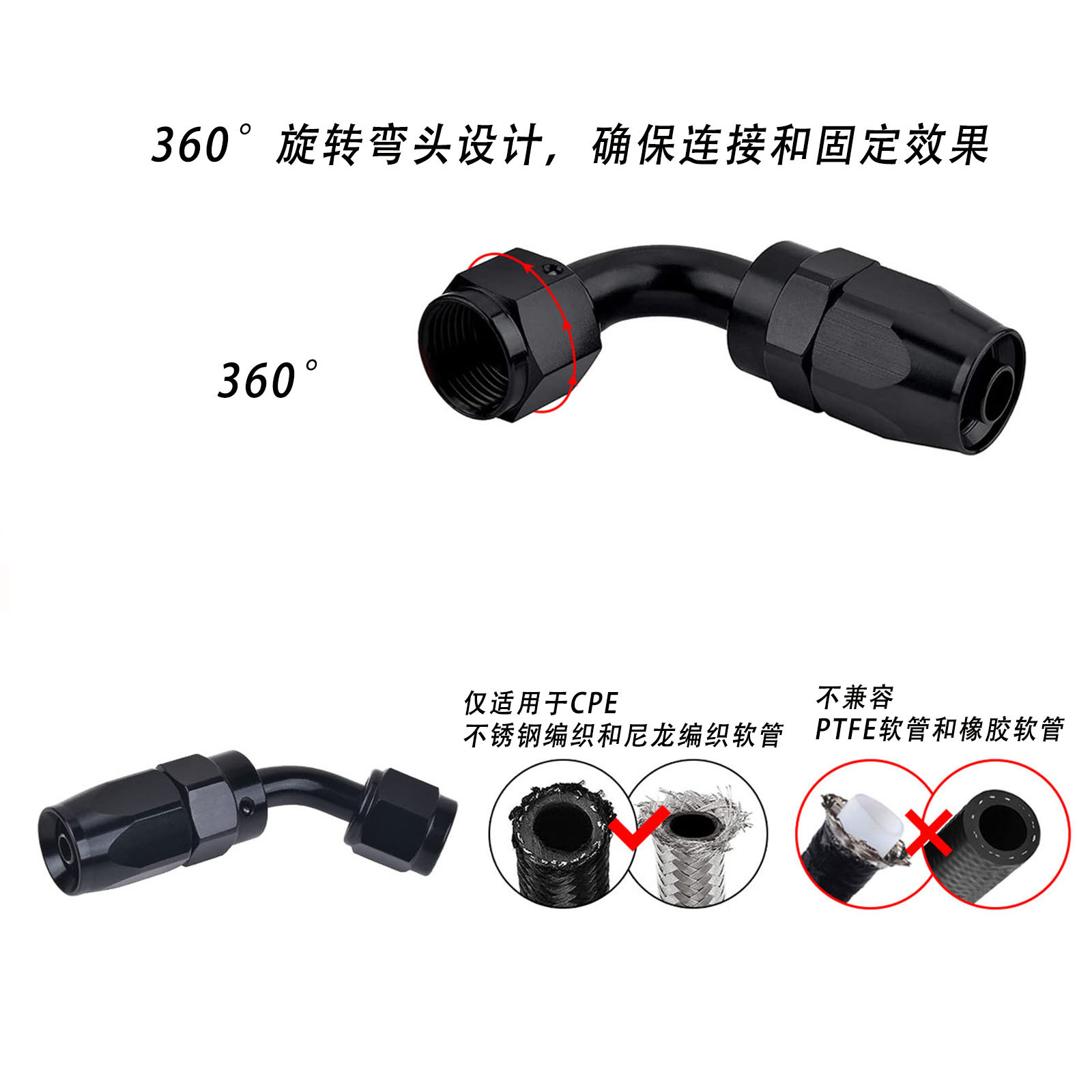 An4-An20 Cpe Fuel Hose Aluminum Alloy Oil Cooling Connector Car Radiator Oil Pipe Quick Modification Connector