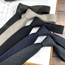 男士正装复古休闲领带基础百搭羊毛手感灰色蓝色条纹格纹商务职业