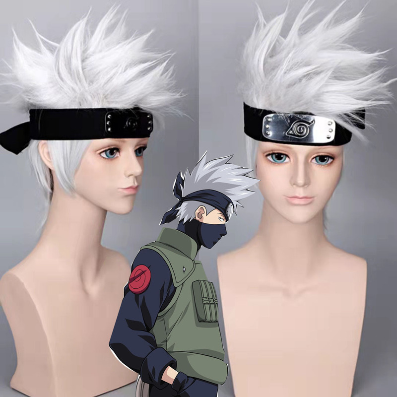 anime wig flag wood kakashi cosplay wig performance props silver gray sky upturned short hair cos anime wig flag wood kakashi cosplay wig performance props silver gray sky upturned short hair cos