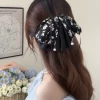 17# white printed butterfly clip ponytail clip
