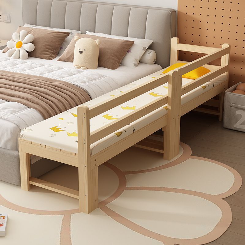 Solid Wood Splicing Bed Large Bed with Widened Sides and Guardrails Household Crib Boy Girl Baby Children's Bed