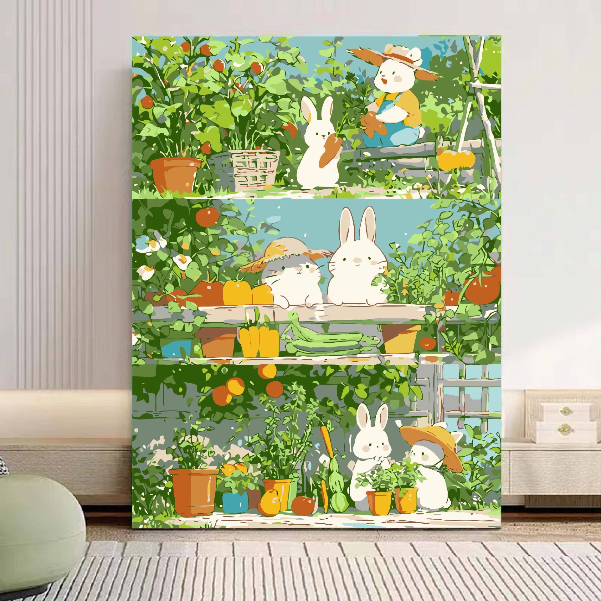 Verano tiempo bricolaje pintura al óleo digital relleno acrílico pintado a mano ilustración hecha a mano sistema curativo descompresión pintura al óleo