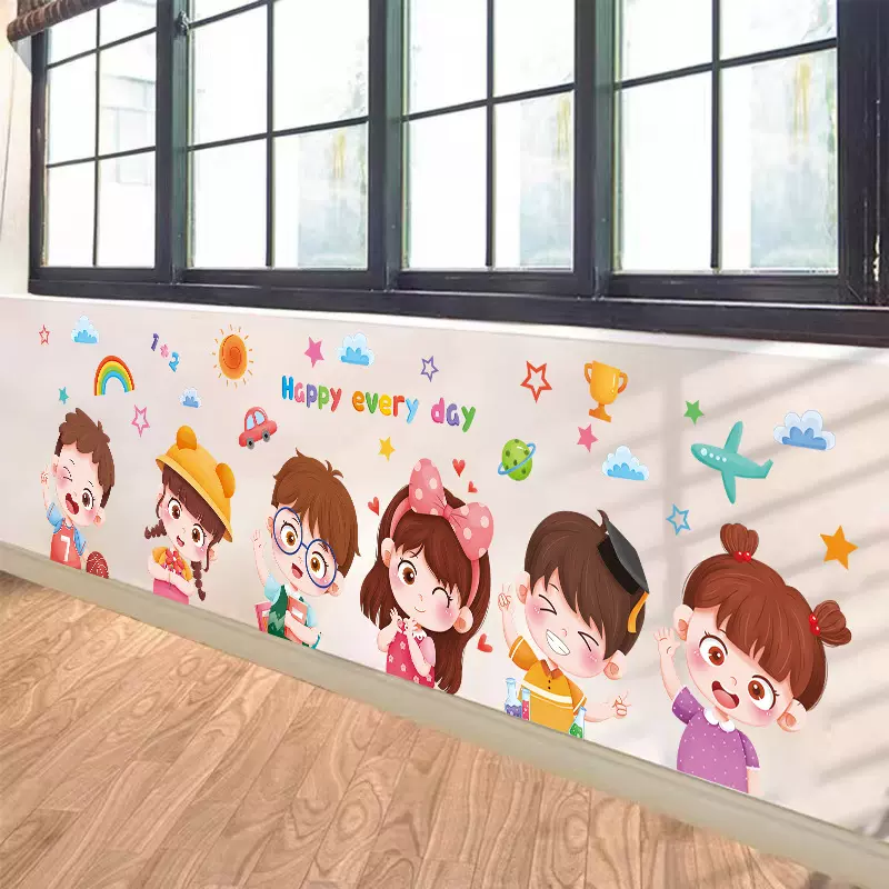 简约学校教室装饰画卡通动漫幼儿园墙贴学生补习班培训班励志定制