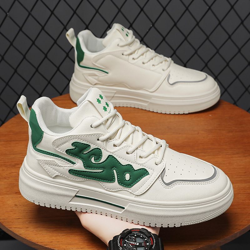 Mid top board primavera nuove scarpe sportive casual da uomo alla moda, piccole scarpe bianche_voghion.com