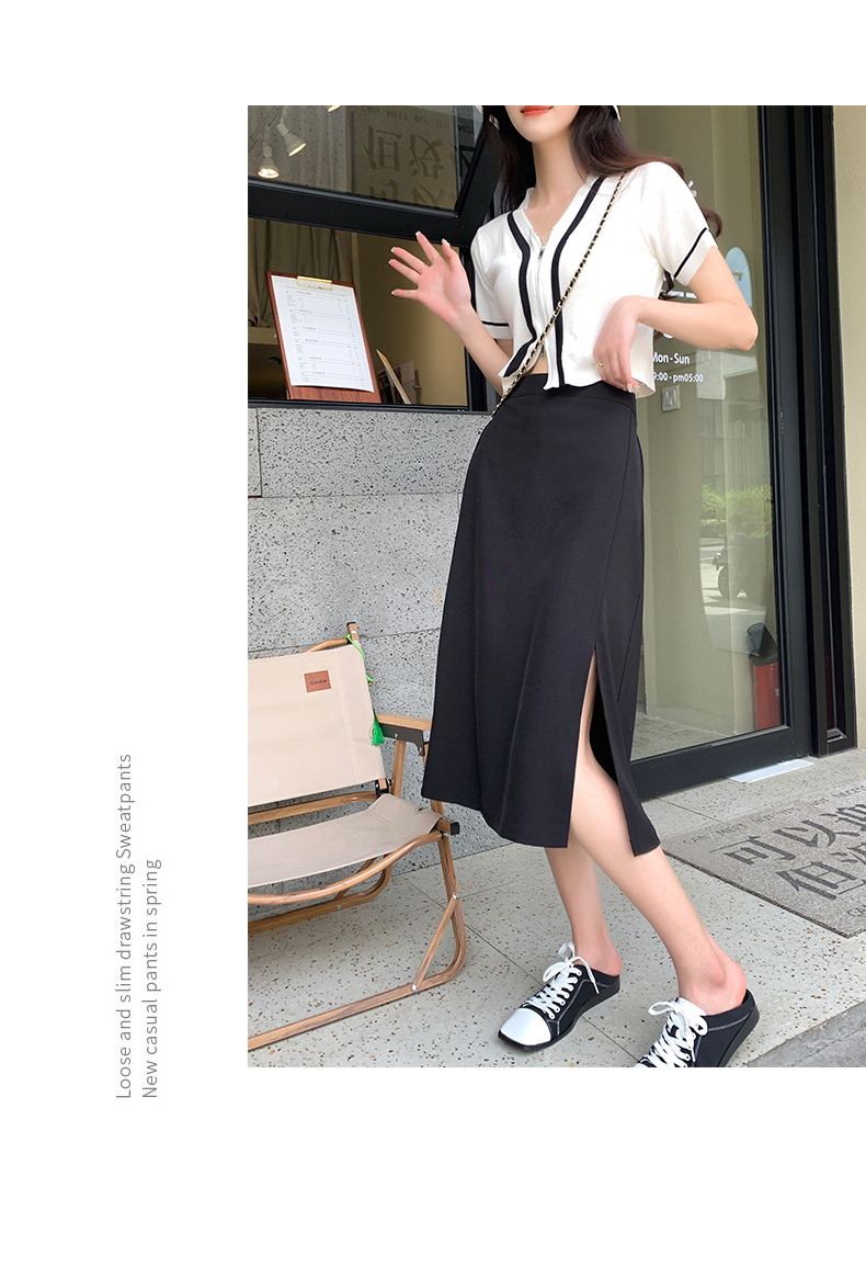 黑色小个子A字半身裙女夏季2022年新款高腰设计感小众中长款裙子详情24