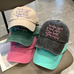 水洗いアルファベット刺繍野球帽百合甘美顕顔小鴨舌帽顕白野球帽街頭鴨舌帽女