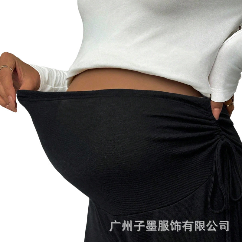欧美跨境爆款秋冬女孕妇直筒长裤宽松钉扣腰头可调节孕妇长裤纯色|undefined