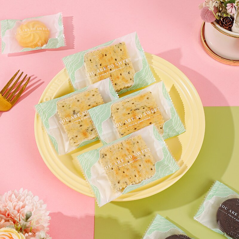 新款莫兰迪雪花酥饼干包装袋自封自粘牛轧糖曲奇饼干烘焙食品包装