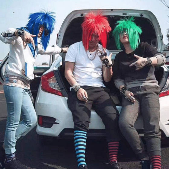 Pink wig kill Matt male love family non-mainstream explosion head female long straight Internet celebrity funny props