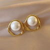 3# half circle pearl earrings