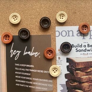 ✅ Vintage Wooden Buttons Thumbtacks Wooden Pushpins Cork Board Felt Photo Wall Decoration Round Thumbtacks Large Head