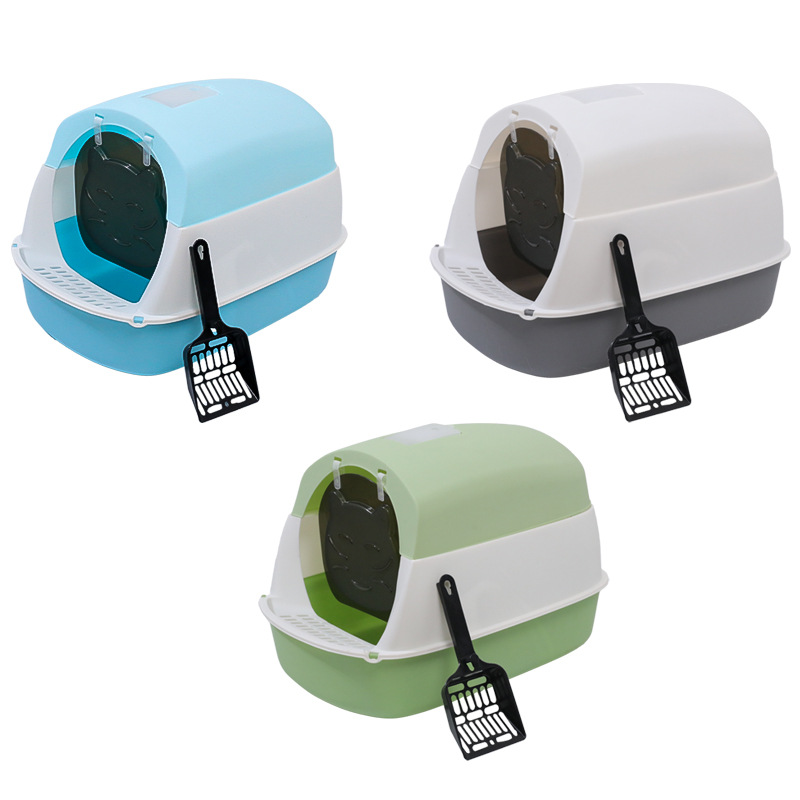 Lavabo de arena para gatos completamente cerrado, lavabo de arena para gatos de gran tamaño para evitar salpicaduras externas, inodoro para gatos, excremento para gatos, lavabo para arena, productos de limpieza para gatos