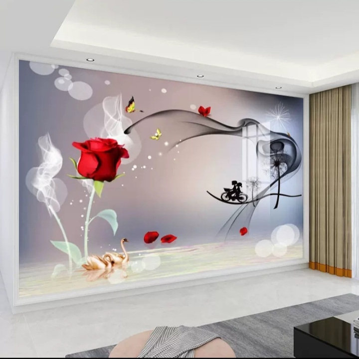 8D TV background wall wallpaper, simple modern rose wallpaper, 3D living room light luxury mural, elegant eco-friendly wall fabric 8D TV background wall wallpaper, simple modern rose wallpaper, 3D living room light luxury mural, elegant eco-friendly wall fabric