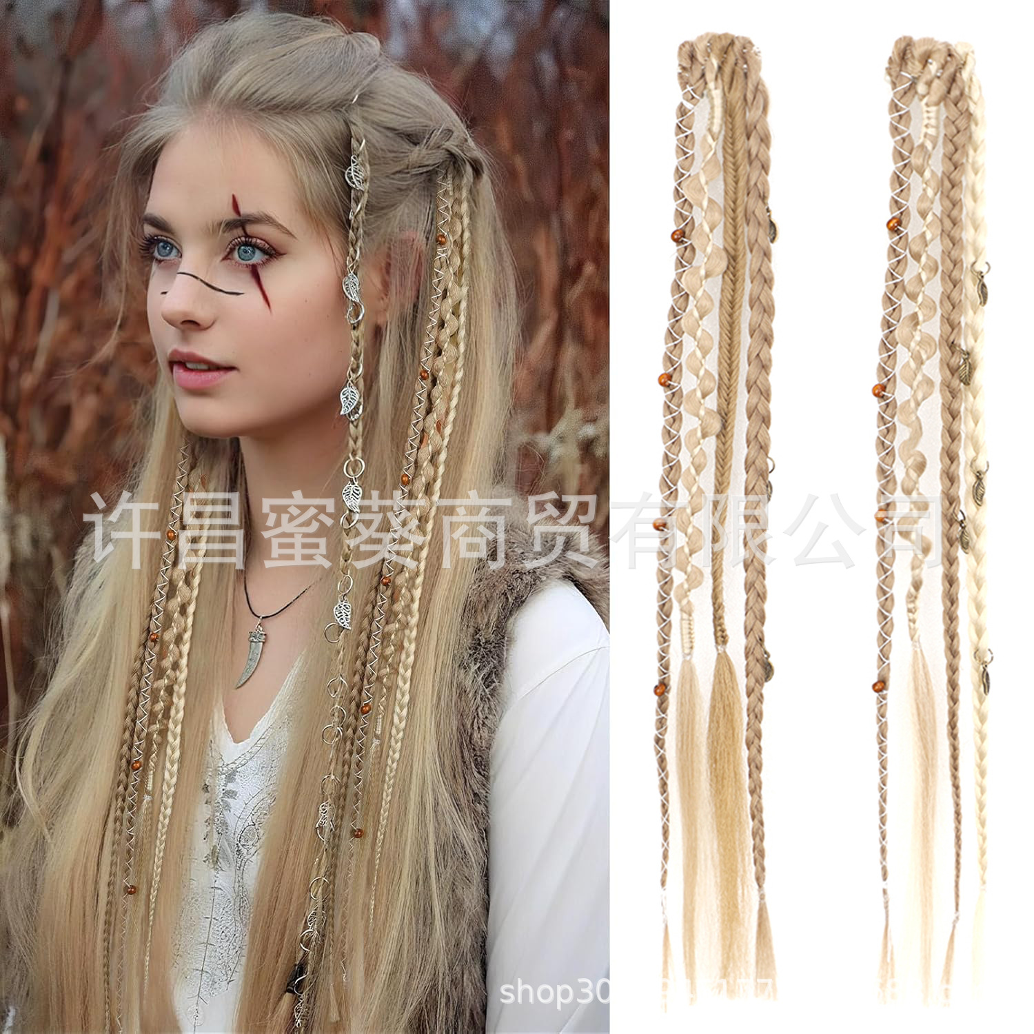 Xuchang Ai Shi Braided Hair Extensions, 16inch Bohemian Long Braid Clips, Handmade Synthetic Braided Hair Extensions
