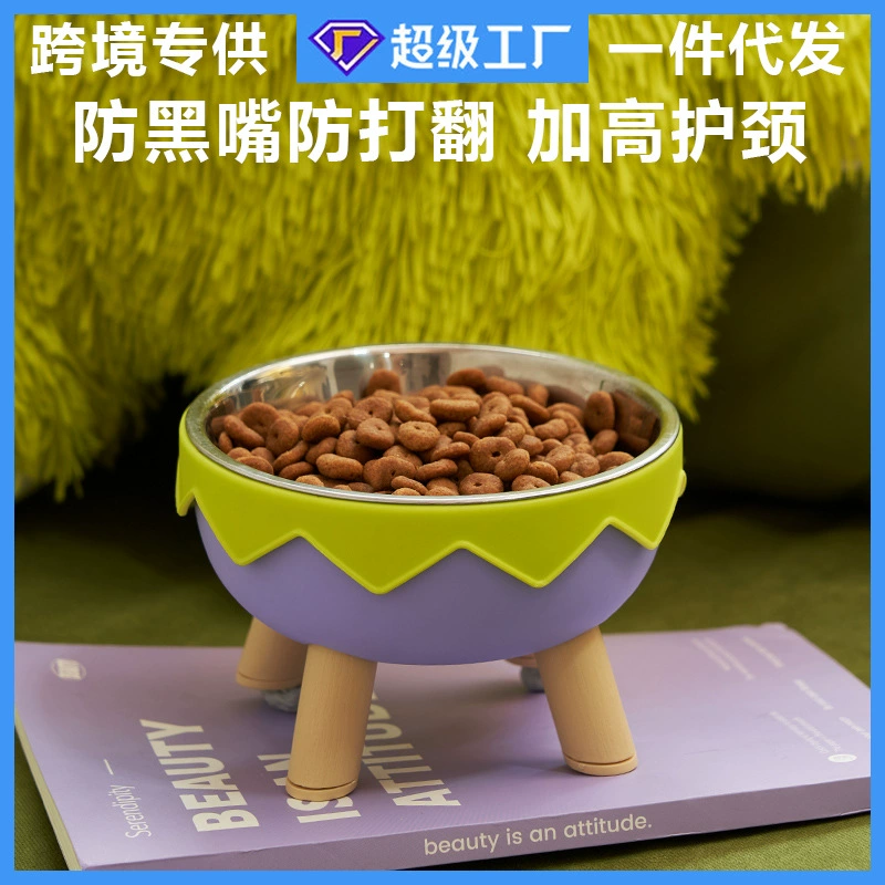 Кошачья чаша для домашних животных из нержавеющей стали для ухода за шеей