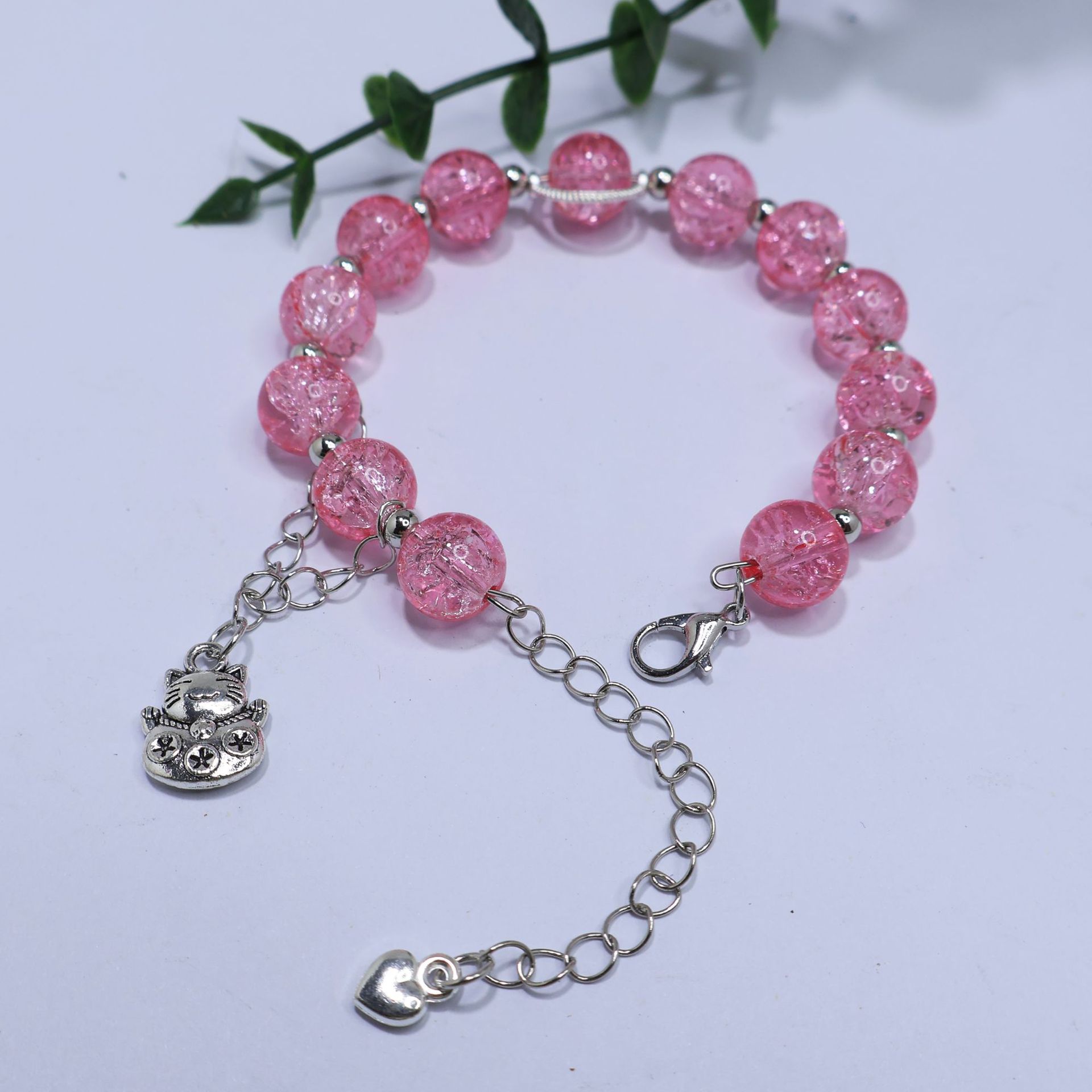 记忆钢圈手链兔子九尾狐龙虾扣爱心手串红蓝粉高级感跨境手镯手饰