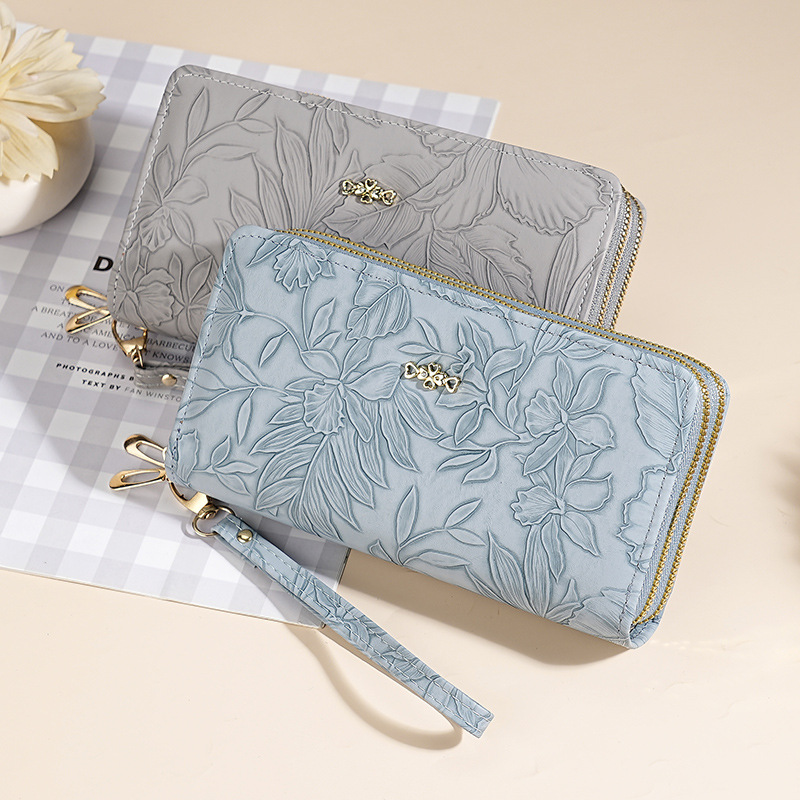 Bolso de mujer, bolso de mano retro relieve PU con cremallera, bolso multifuncional de mujer de alto nivel.