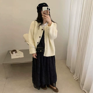 慵懒风针织开衫女秋冬宽松毛衣外套百搭韩版秋季女装穿搭粗针上衣