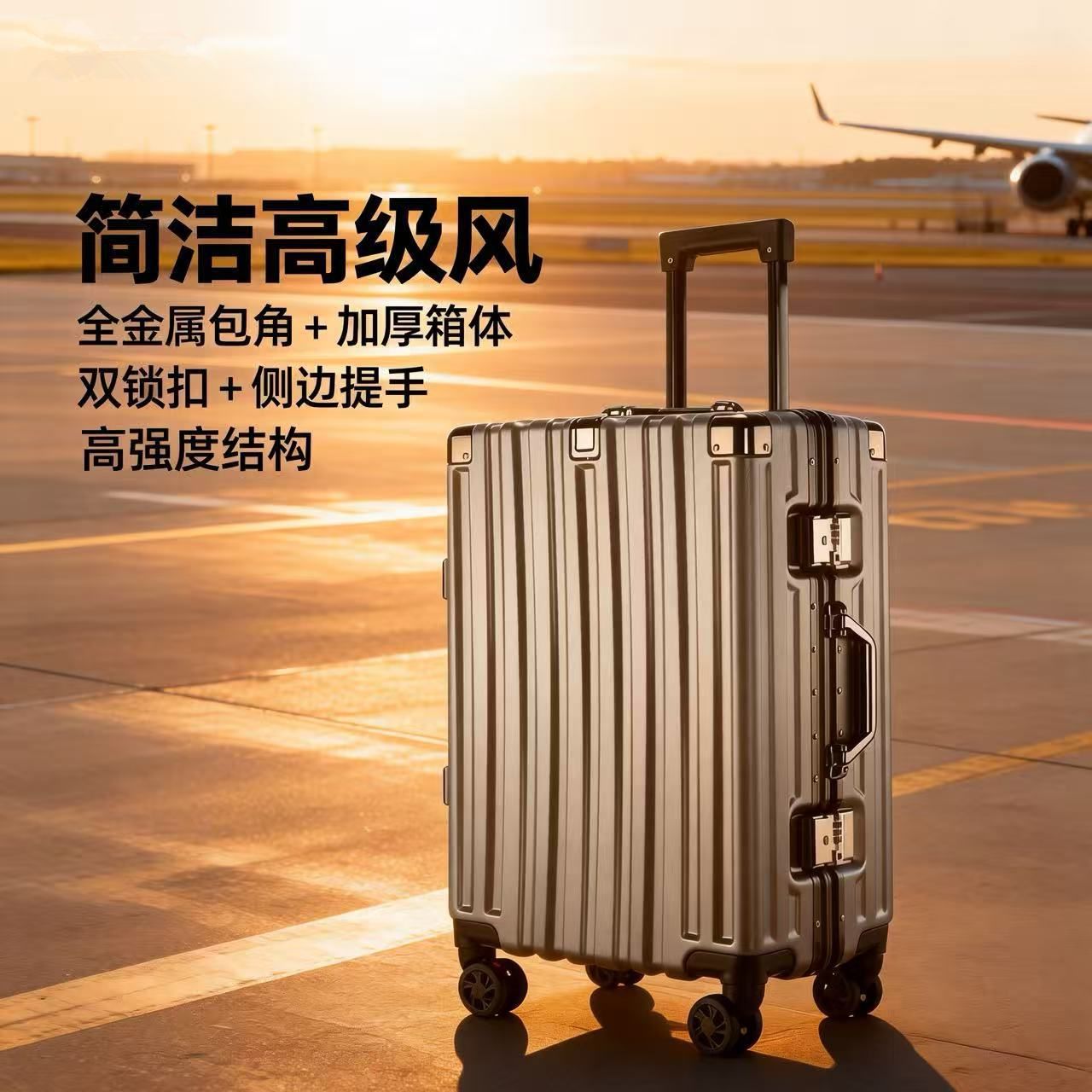 Nuevo tipo de maleta, maleta de viaje de estudiantes, rueda universal duradera, caja de cifrado, marco de aluminio, maleta de gran capacidad, bolsa