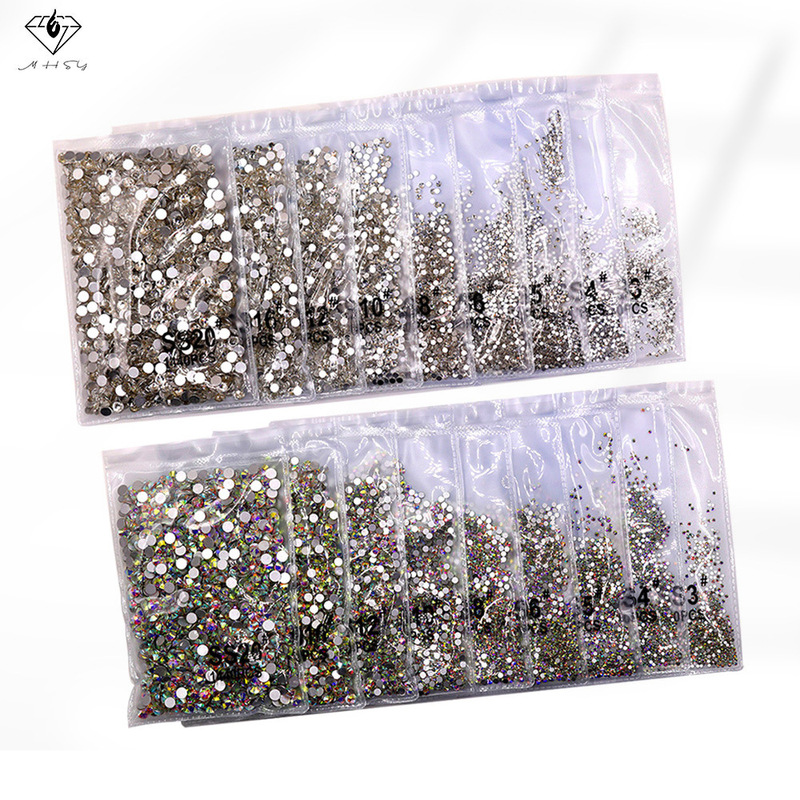 Transparent White AB Color Flat Diamond Rhinestone Round Crystal Glass Diamond Nail Jewelry Nail Stickers Cross-border Special