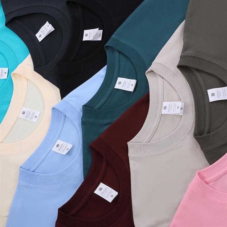 纯棉100短袖T恤正肩男女夏季新款宽松同款纯色圆领百搭上衣_