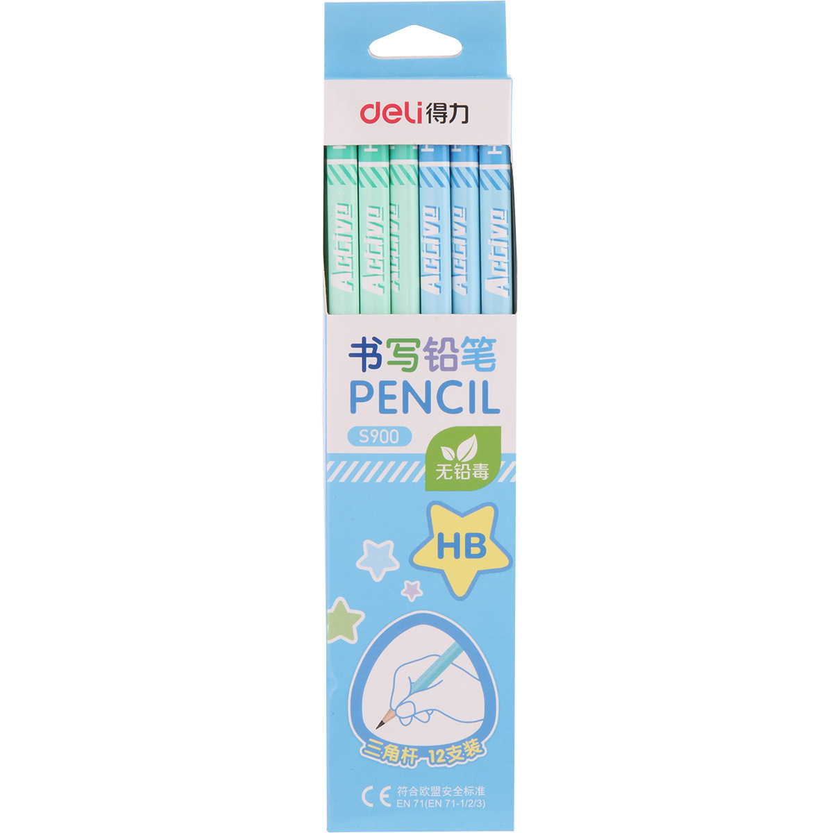 得力文具S900 铅笔卡通印花儿童学生文具12支装HB盒装铅笔