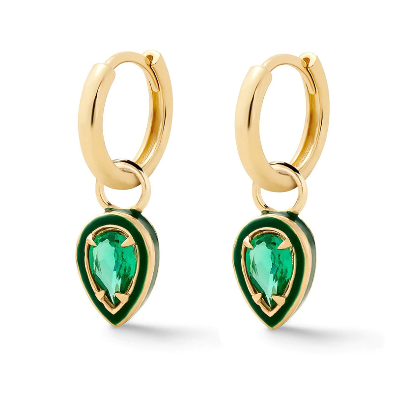 Fashion Simple Style Geometric Sterling Silver Inlay Artificial Gemstones Earrings