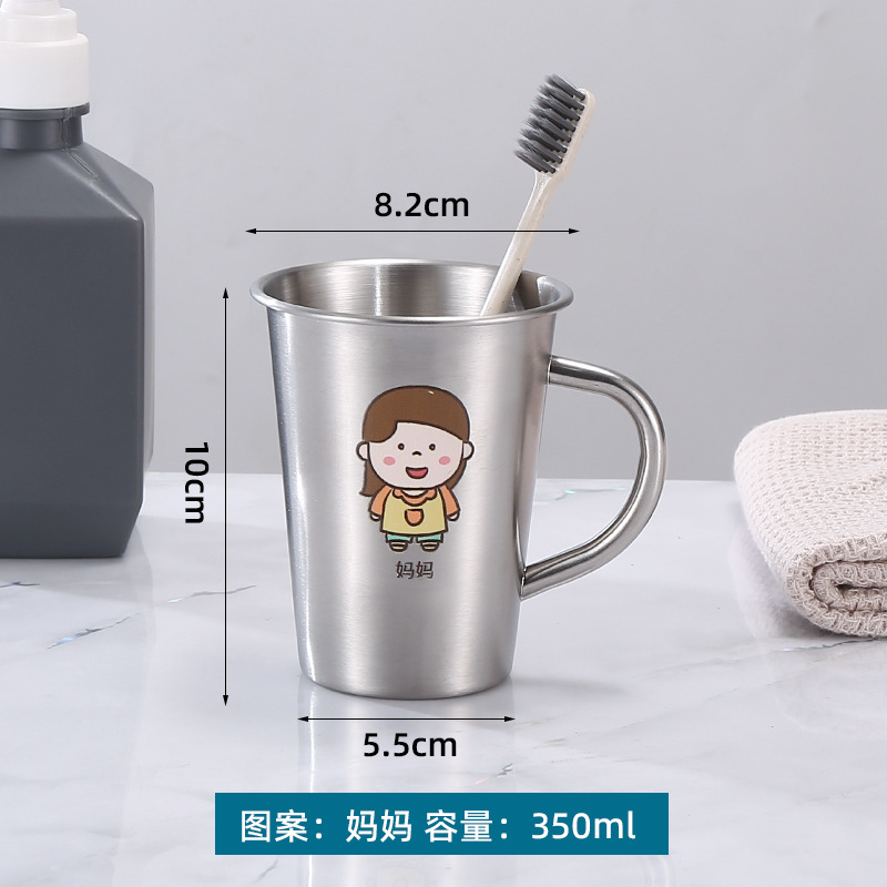 304 acero inoxidable familia taza de enjuague infantil taza de enjuague taza de cepillo de dientes con mango taza de agua potable
