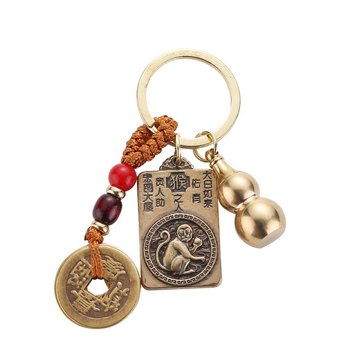 New style twelve 12 zodiac natal Buddha pendant gourd with sand square Buddha amulet eight guardian saints keychain pendant