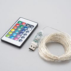 三線大燈珠16色銅線燈串USB七彩同步閃24/28鍵遙控ledRGB燈