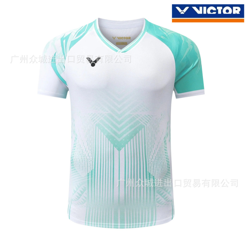 新しいスタイルの勝利バドミントンユニフォーム半袖男性と女性の高見え速乾スポーツウェアTシャツ競技チームユニフォームジャージプリント|undefined