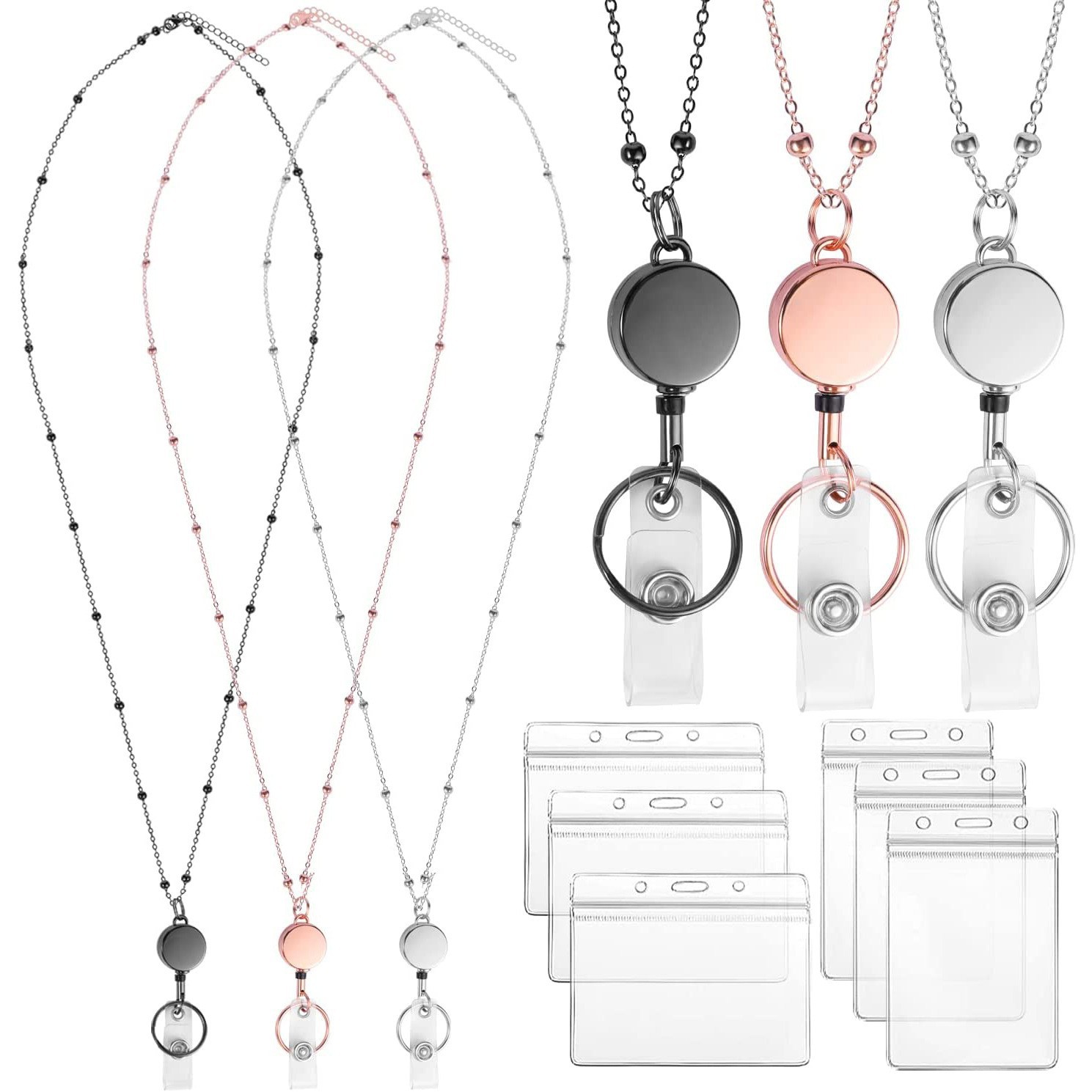 Metal pistola gris plata oro rosa cadena aleación de zinc telescópica fácil tire la hebilla fácil tire PVC certificado traje