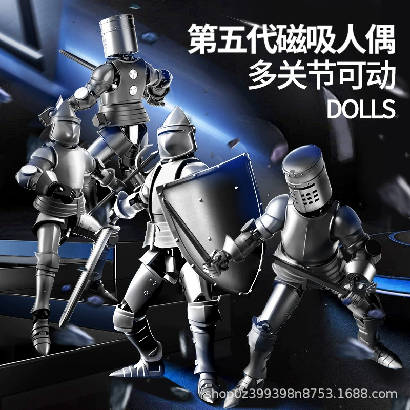 Cross -border explosion magnetic suction lucky 13 puppet five -generation medieval knight warrior joint can creative decompression model