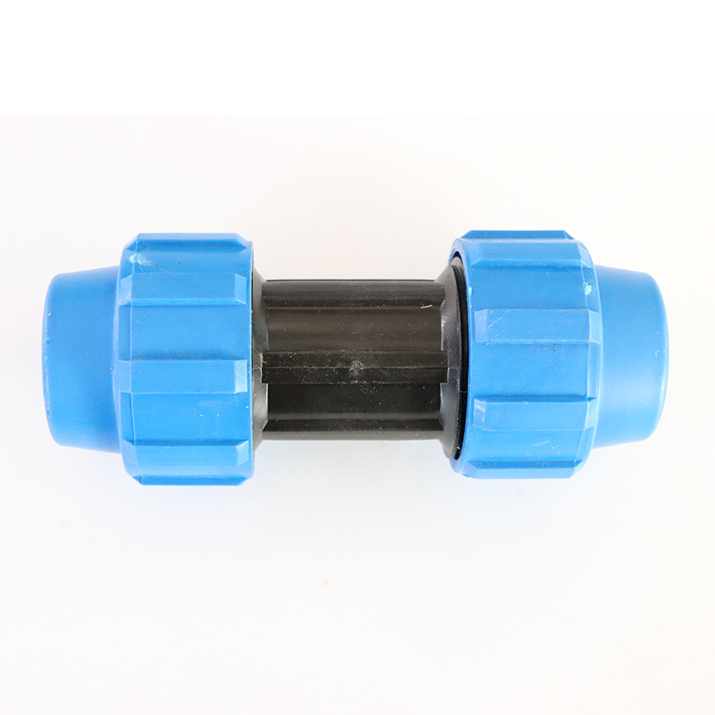 32pe tubería conexión rápida instalación directa conveniente tubería dura conexión exterior PE alambre exterior tee tapa azul accesorios de tubería de codo de Unión suelta