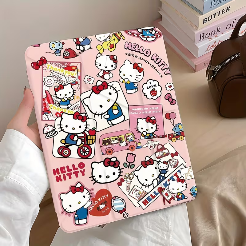 Cute Travel-Themed Hello Kitty Apple iPad Air7/6/5 Tablet Protective Case Pro Tablet Case 11/10/
