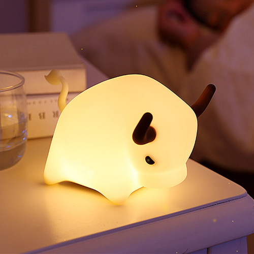 Niu Niu small night light USB tap timer dimming night light children's bedroom rechargeable eye protection silicone lamp
