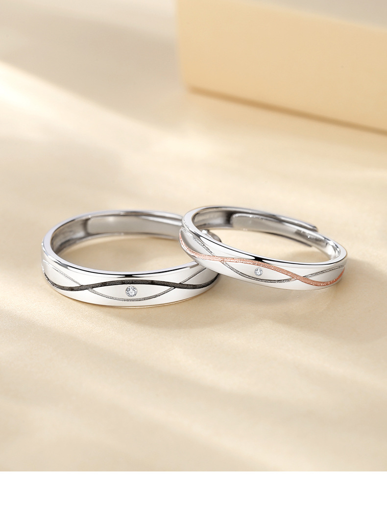 Fashion Stripe Sterling Silver Inlay Zircon Rings