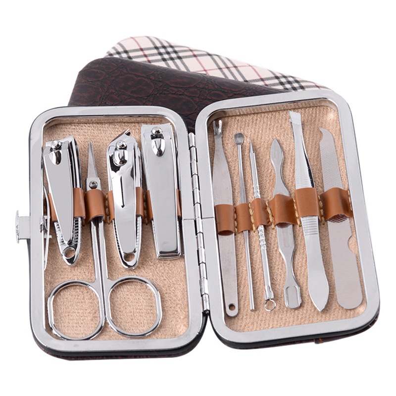Factory wholesale stainless steel nail clippers 10-piece manicure tools beauty kit portable nail clippers set