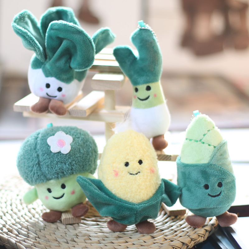 Cute cute vegetable cabbage broccoli corn bamboo shoots small pendant plush doll bag bag pendant keychain doll